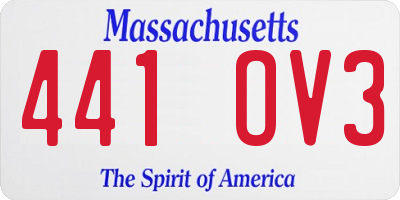 MA license plate 441OV3