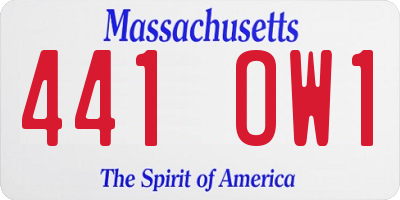 MA license plate 441OW1