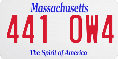 MA license plate 441OW4