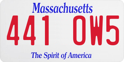 MA license plate 441OW5