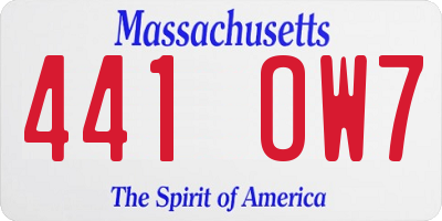 MA license plate 441OW7