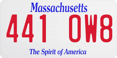 MA license plate 441OW8