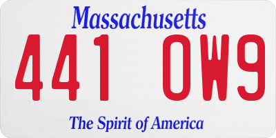 MA license plate 441OW9