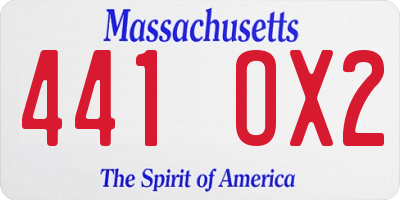 MA license plate 441OX2