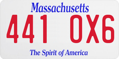 MA license plate 441OX6