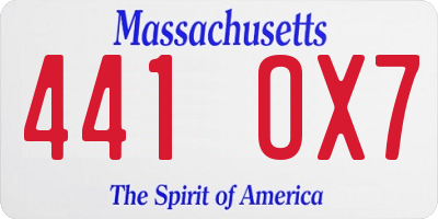 MA license plate 441OX7
