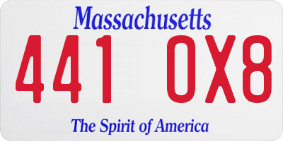 MA license plate 441OX8