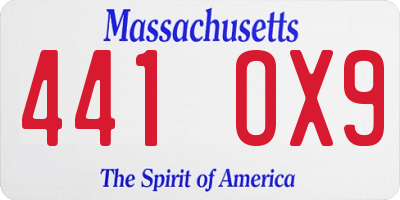 MA license plate 441OX9