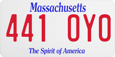 MA license plate 441OY0