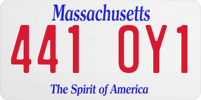 MA license plate 441OY1