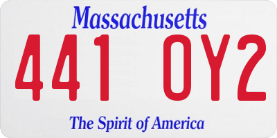 MA license plate 441OY2