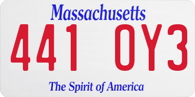 MA license plate 441OY3
