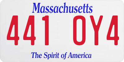 MA license plate 441OY4