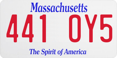 MA license plate 441OY5