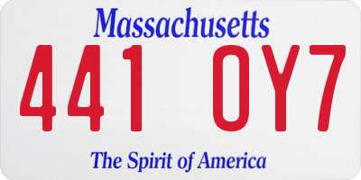MA license plate 441OY7