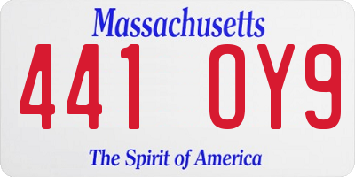MA license plate 441OY9
