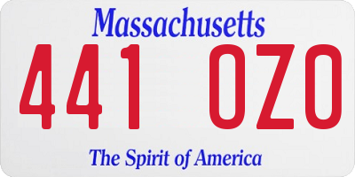 MA license plate 441OZ0