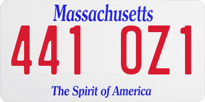 MA license plate 441OZ1