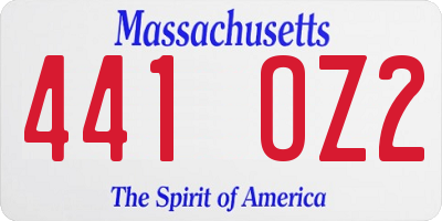 MA license plate 441OZ2