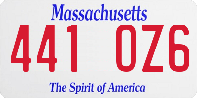 MA license plate 441OZ6