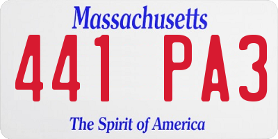 MA license plate 441PA3