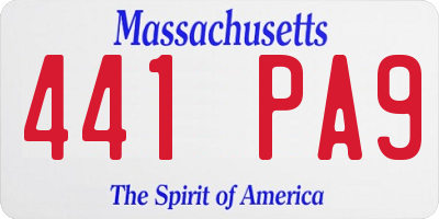 MA license plate 441PA9