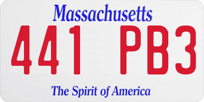 MA license plate 441PB3