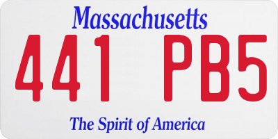 MA license plate 441PB5