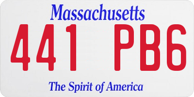 MA license plate 441PB6