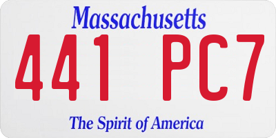 MA license plate 441PC7