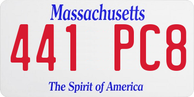 MA license plate 441PC8