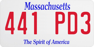 MA license plate 441PD3