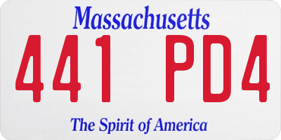 MA license plate 441PD4