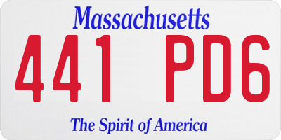 MA license plate 441PD6