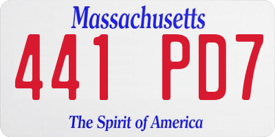 MA license plate 441PD7