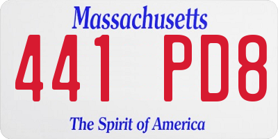 MA license plate 441PD8
