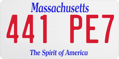 MA license plate 441PE7