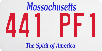 MA license plate 441PF1