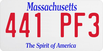 MA license plate 441PF3