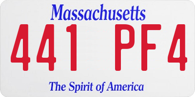 MA license plate 441PF4