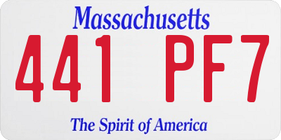 MA license plate 441PF7