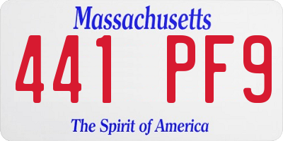 MA license plate 441PF9