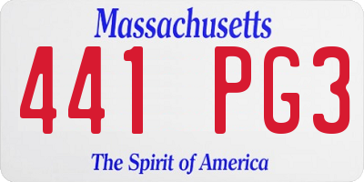 MA license plate 441PG3