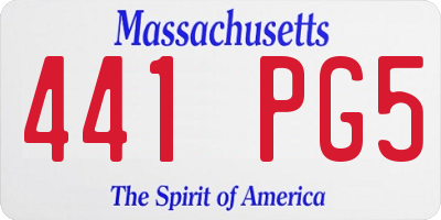 MA license plate 441PG5