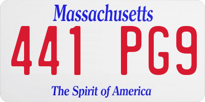 MA license plate 441PG9
