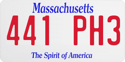 MA license plate 441PH3