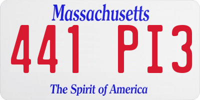 MA license plate 441PI3