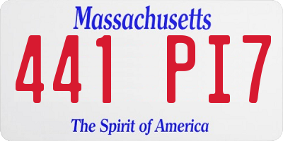 MA license plate 441PI7