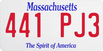 MA license plate 441PJ3