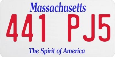 MA license plate 441PJ5